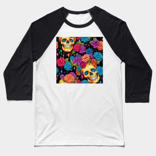 Floral skulls Baseball T-Shirt